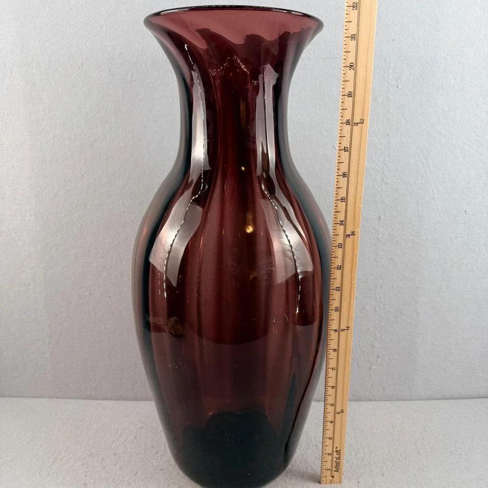 Blenko 9313 Amethyst Optic Architectural Floor‎ Vase MCM 22